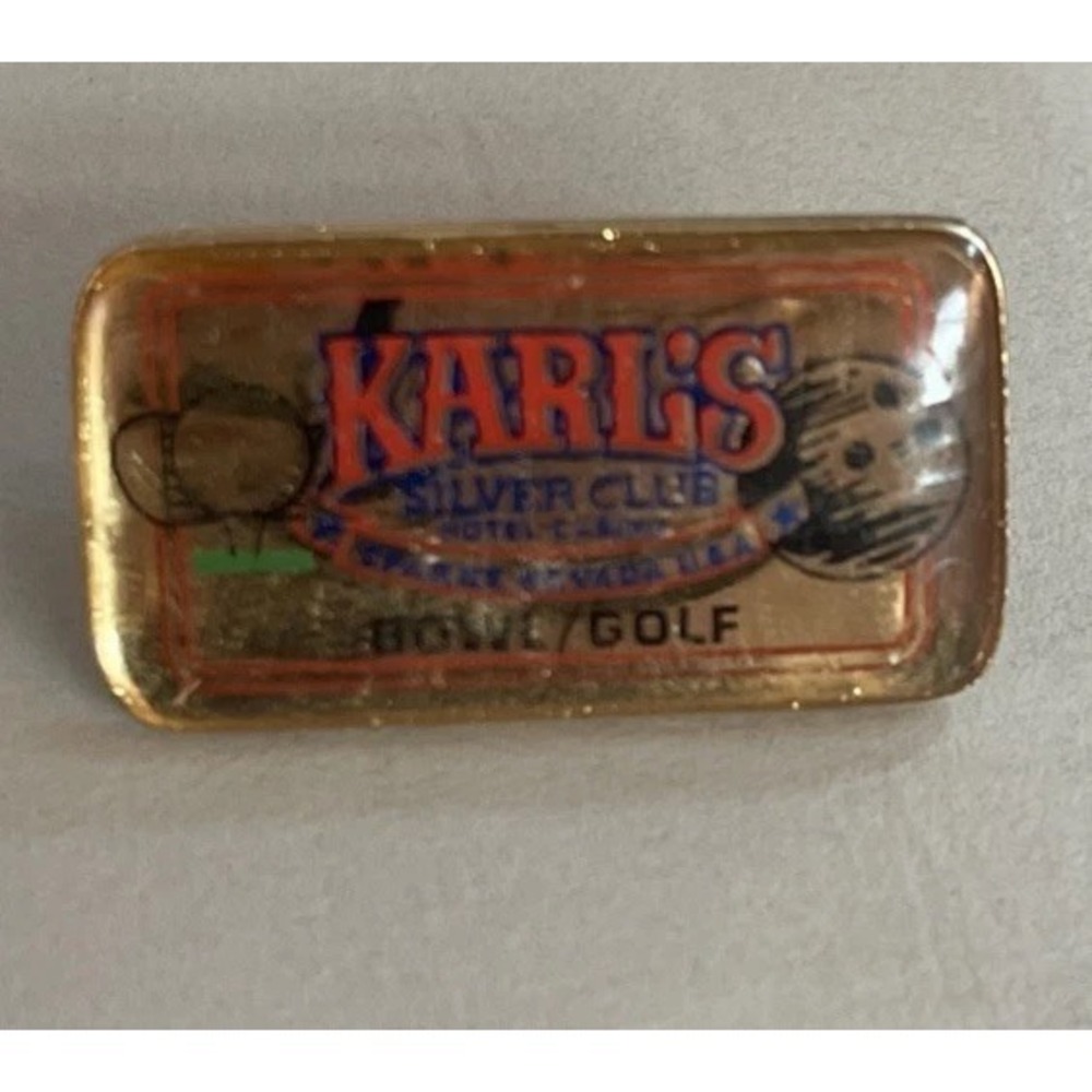 Vintage‎ Karl's Hotel Casino Sparks Nevada Silver Club Gold Tone Lapel Pin